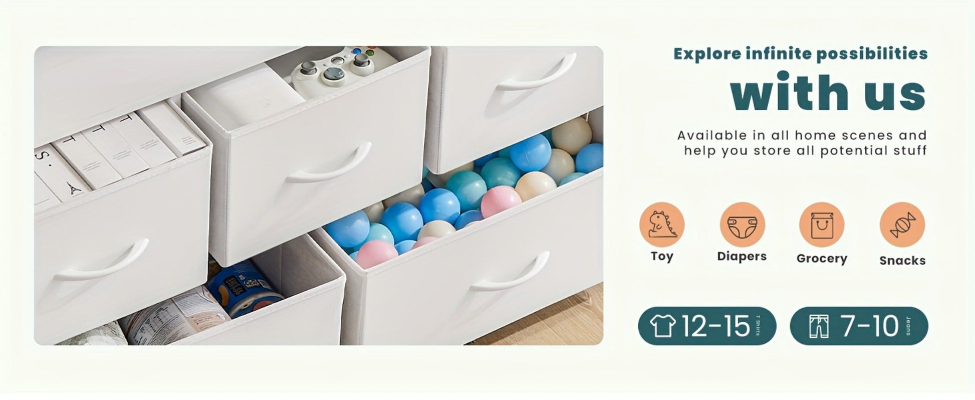 5-Drawer Plastic Dresser with Removable Storage Bins for Bedroom detail image - detail view 12