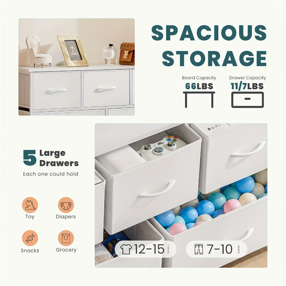 5-Drawer Plastic Dresser with Removable Storage Bins for Bedroom detail image
