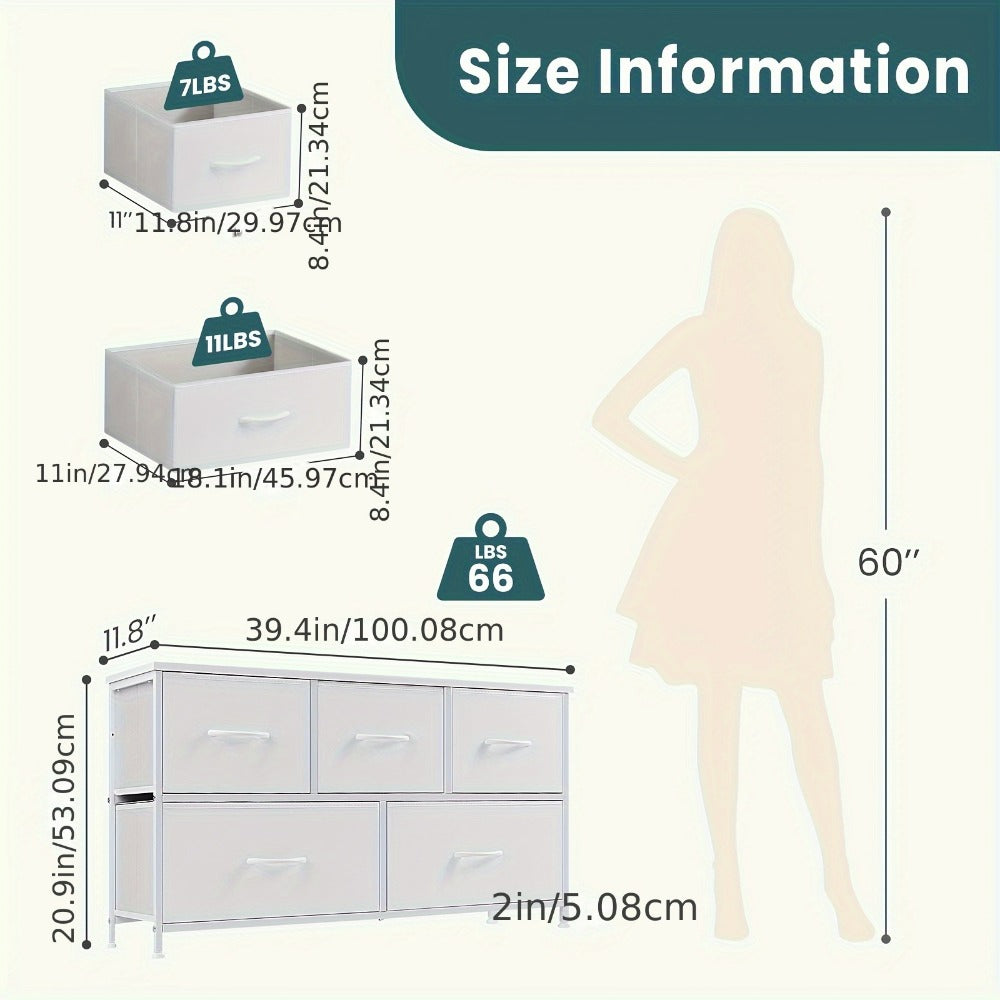5-Drawer Plastic Dresser with Removable Storage Bins for Bedroom detail image - detail view 3