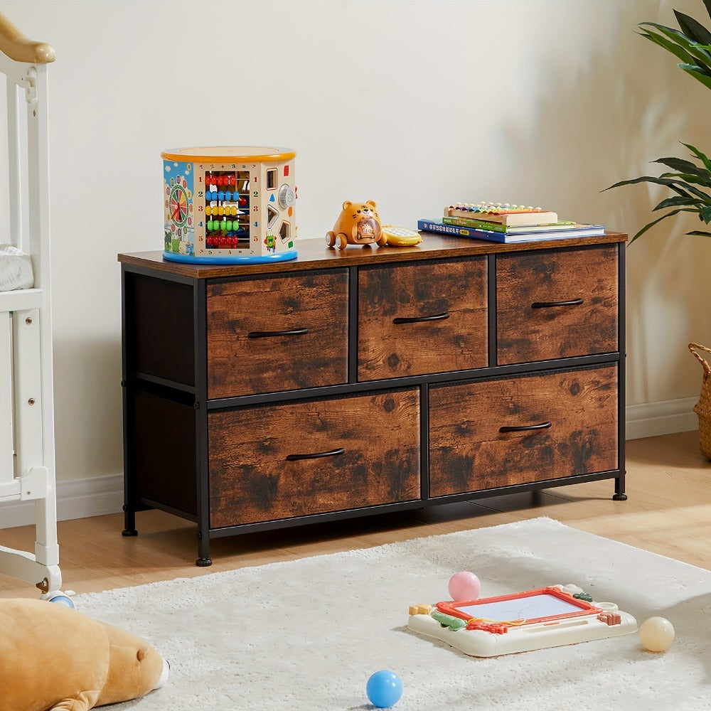 5-Drawer Plastic Dresser with Removable Storage Bins for Bedroom detail image - detail view 6