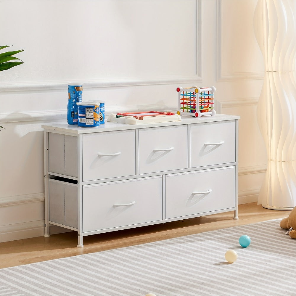 Dresser, 5-Drawer with Fabric Drawers Removable Bins Plastic Frame & Top Bedroom Closet shown in the main product view