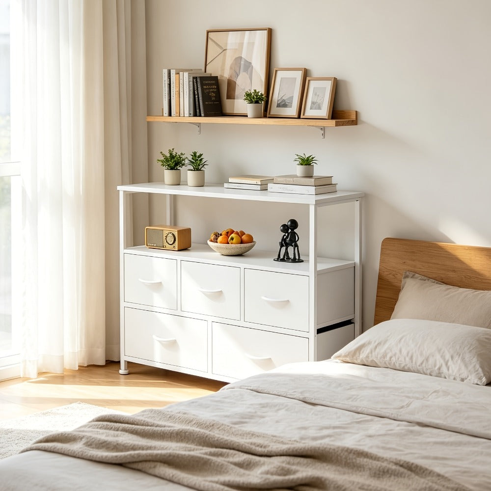 5-Drawer TV Stand with Charging Station for Practical Everyday Home Use in Living Room detail image - detail view 3