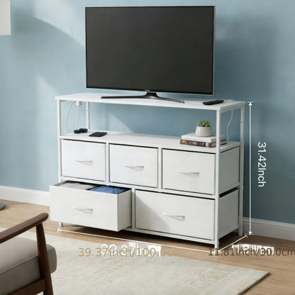 5-Drawer TV Stand with Charging Station for Practical Everyday Home Use in Living Room detail image - detail view 4