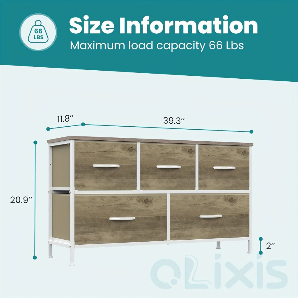 5-Drawer Wide Dresser, Clothing Storage Organizer for Organized Everyday Storage detail image - detail view 4