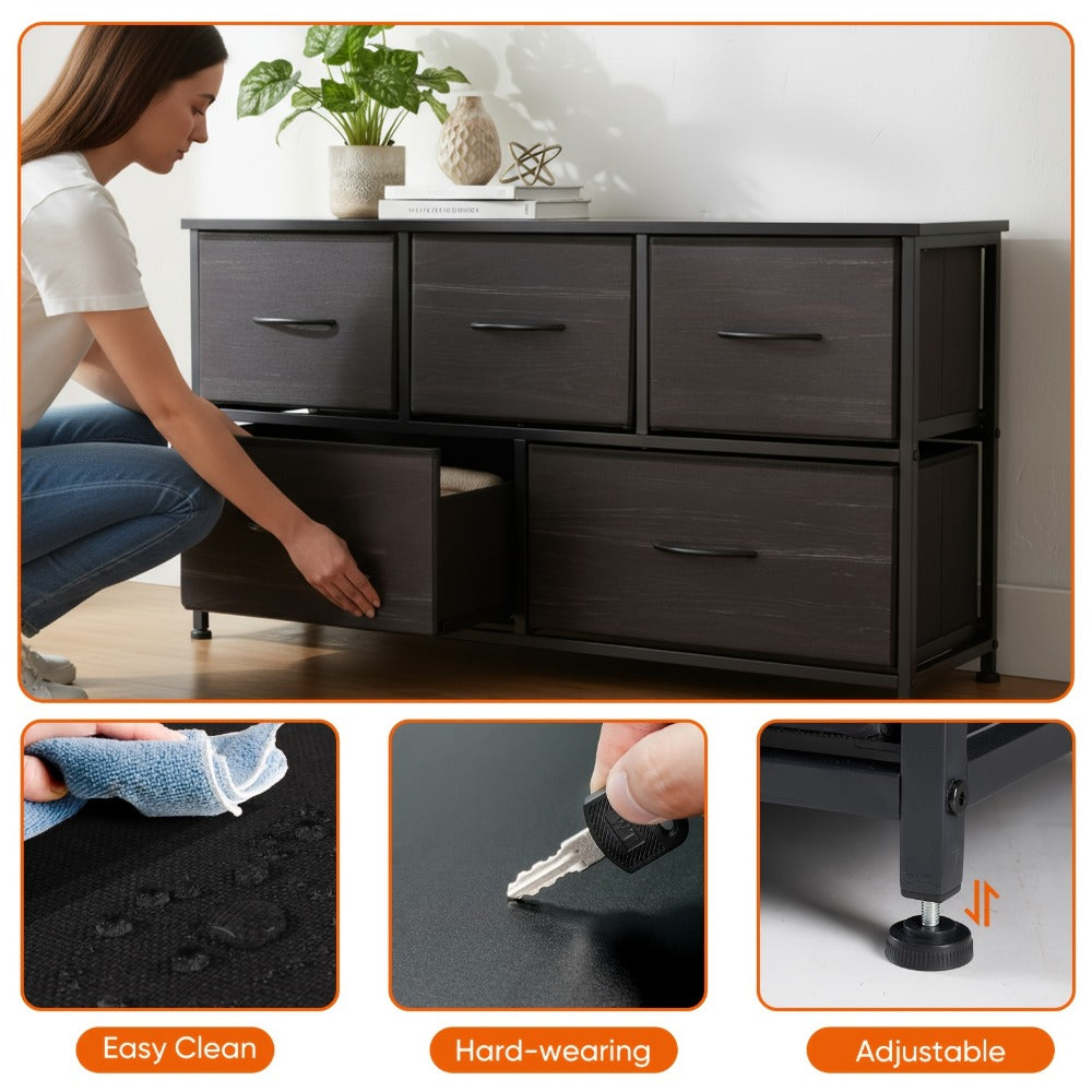 5-Drawer Wide Dresser, Clothing Storage Organizer for Organized Everyday Storage detail image - detail view 5