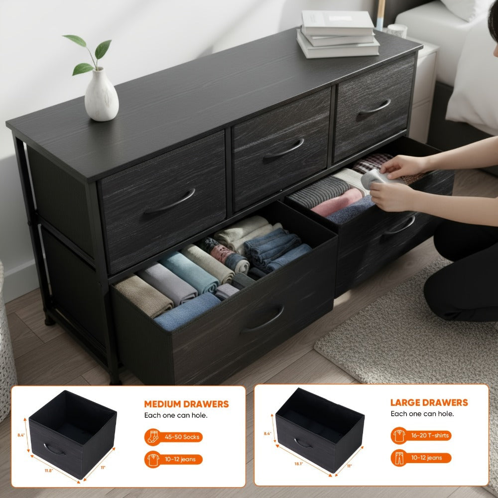 5-Drawer Wide Dresser, Clothing Storage Organizer for Organized Everyday Storage detail image - detail view 6