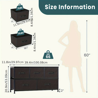 5-Drawer Wide Dresser with Multiple Color Options, Drawer Storage Cabinet detail image