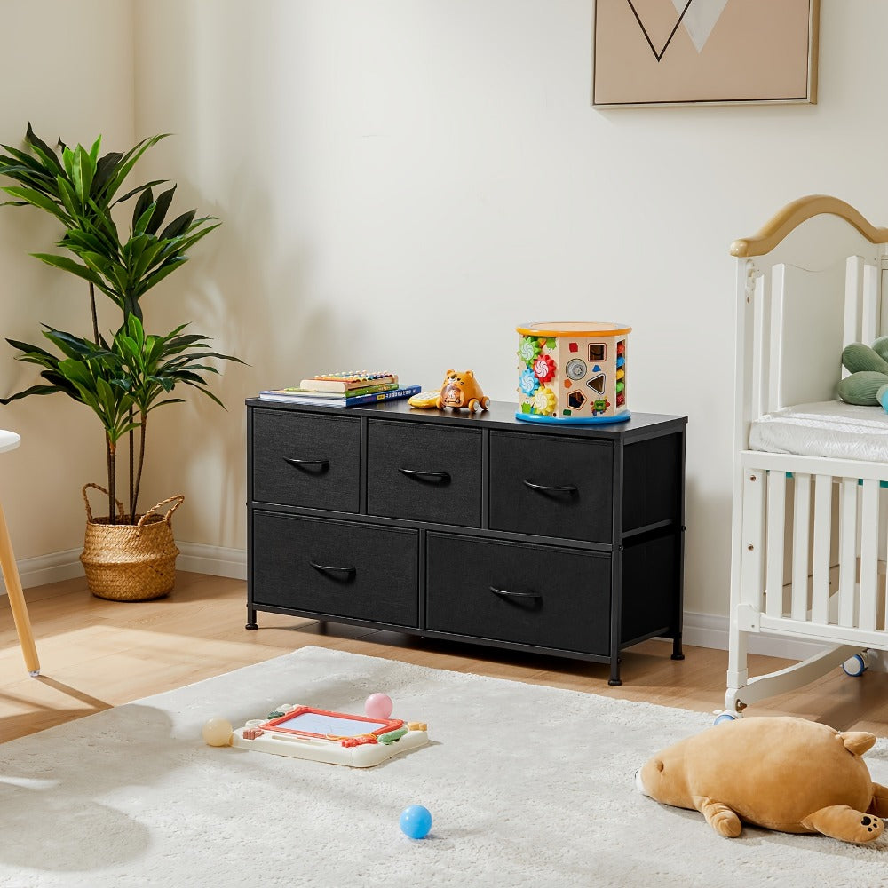 5-Drawer Wide Dresser with Multiple Color Options, Drawer Storage Cabinet detail image - detail view 4