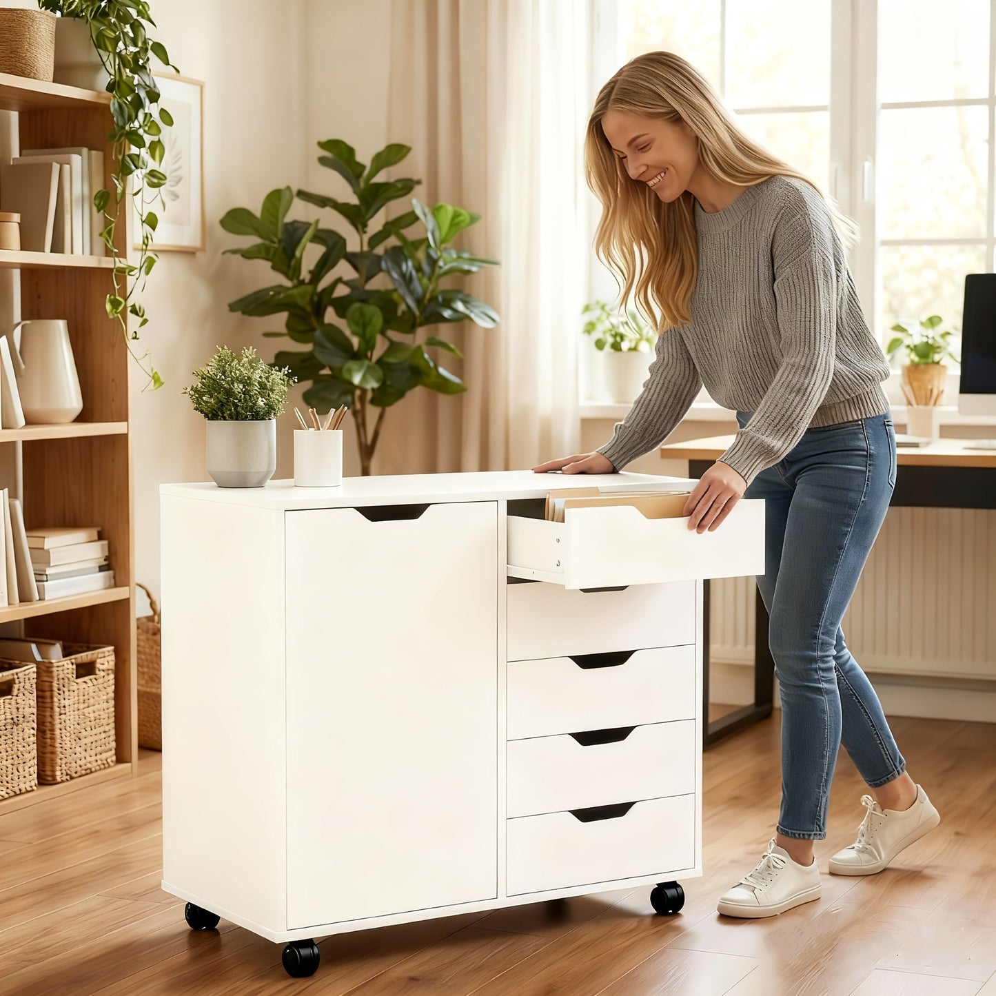Storage Cabinet shown in the White option