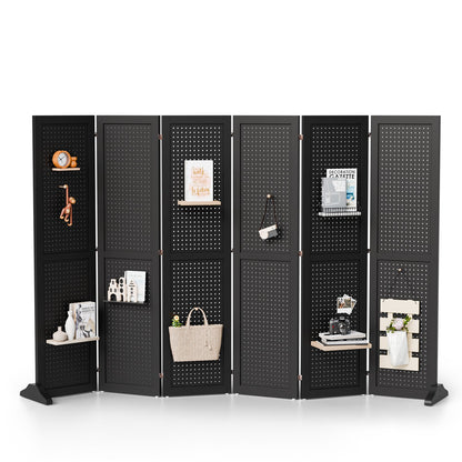 Room Divider shown in the Black, 6 Panel with Base option