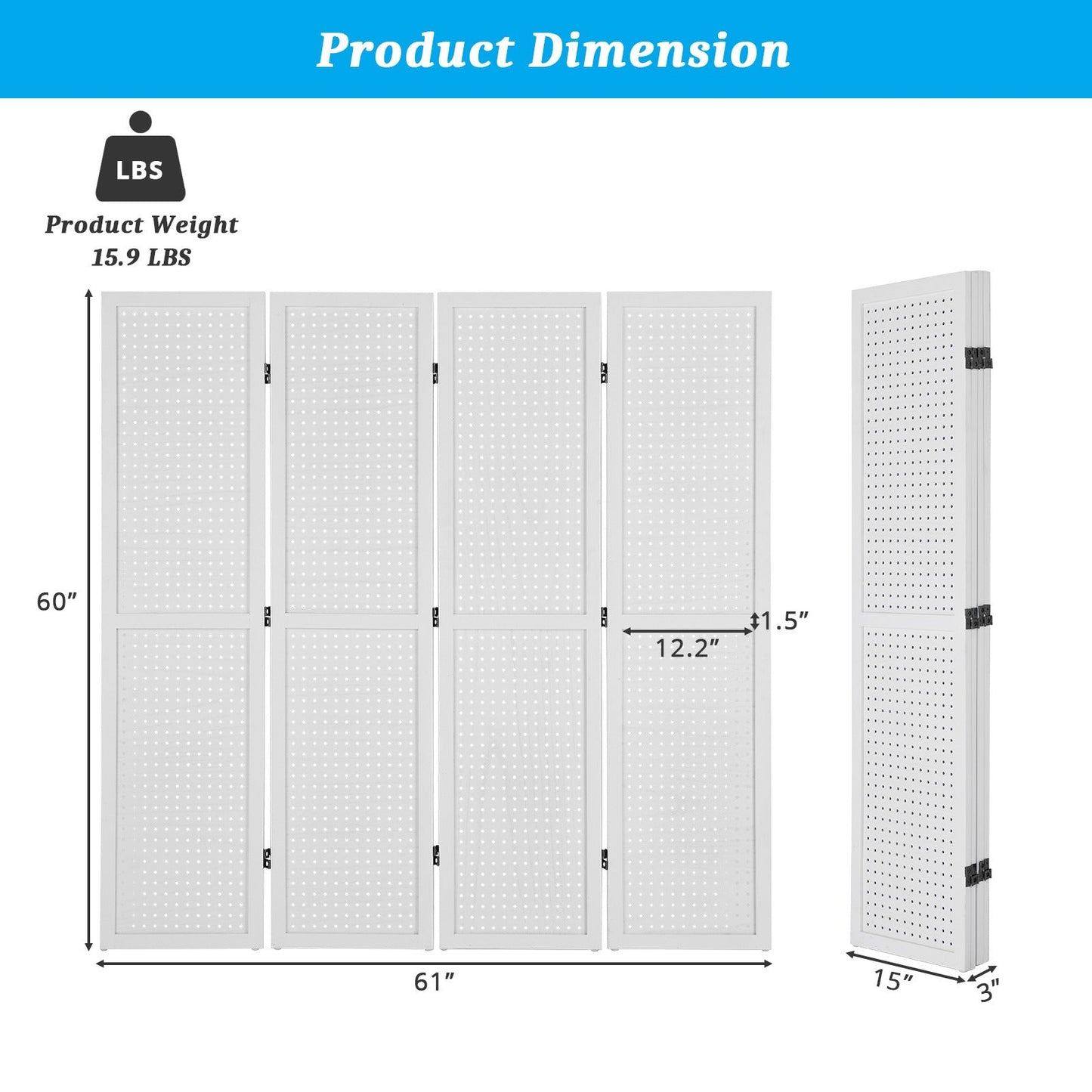 5-Foot Freestanding Room Divider with Added Privacy for Privacy and Space Definition detail image - detail view 13