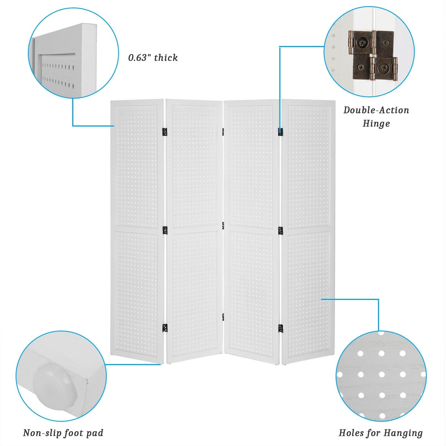 5-Foot Freestanding Room Divider with Added Privacy for Privacy and Space Definition detail image - detail view 17
