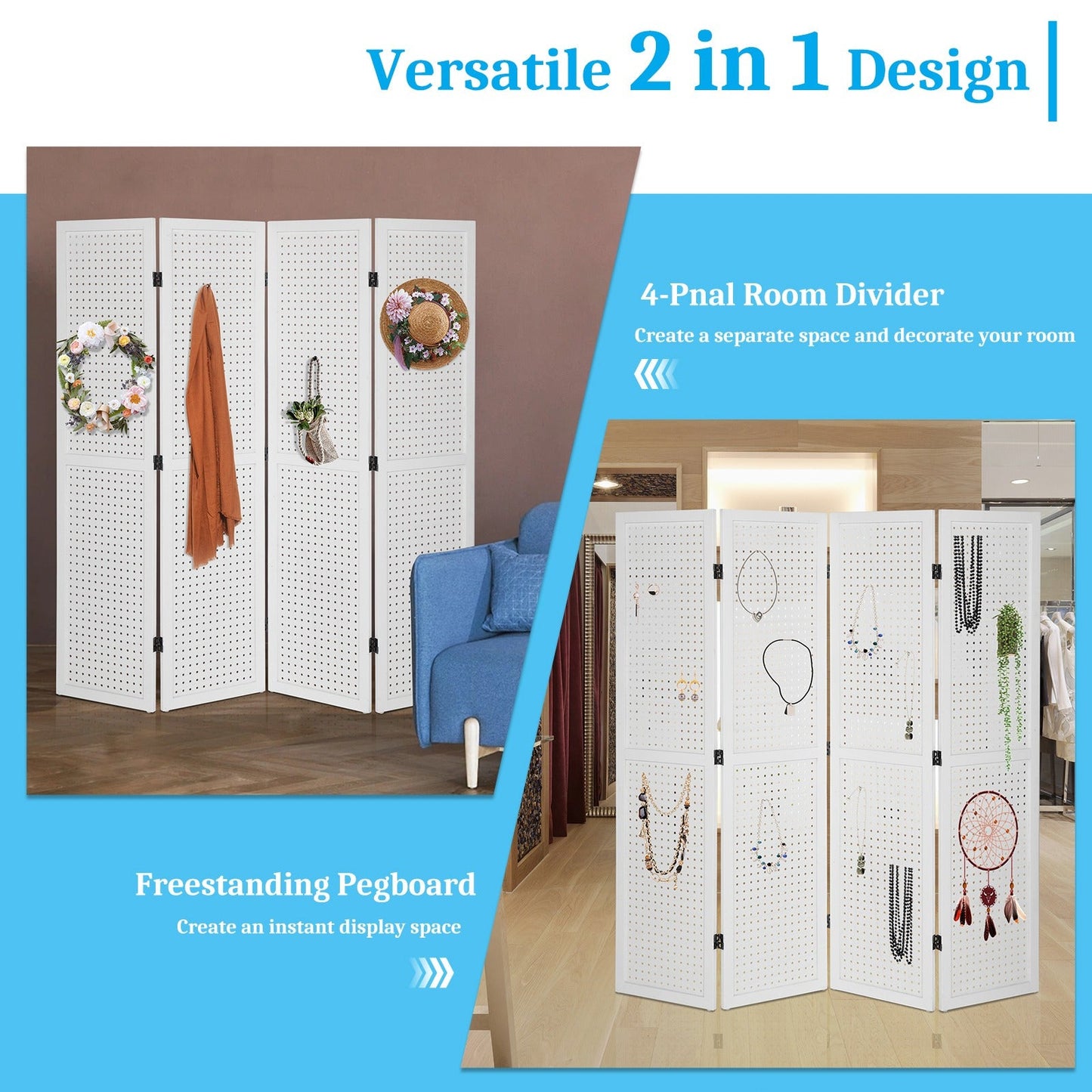 5-Foot Freestanding Room Divider with Added Privacy for Privacy and Space Definition detail image - detail view 19