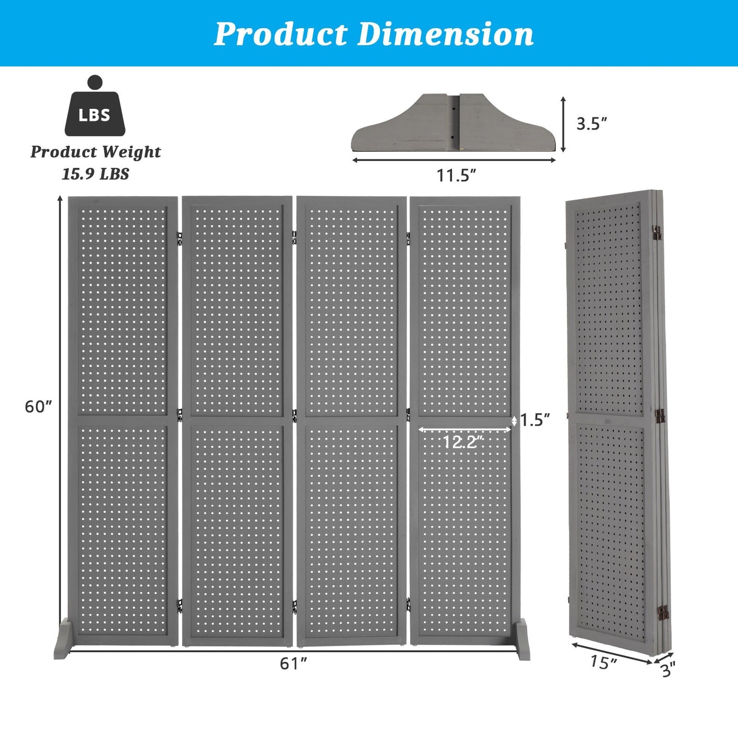 5-Foot Freestanding Room Divider with Added Privacy for Privacy and Space Definition detail image - detail view 23