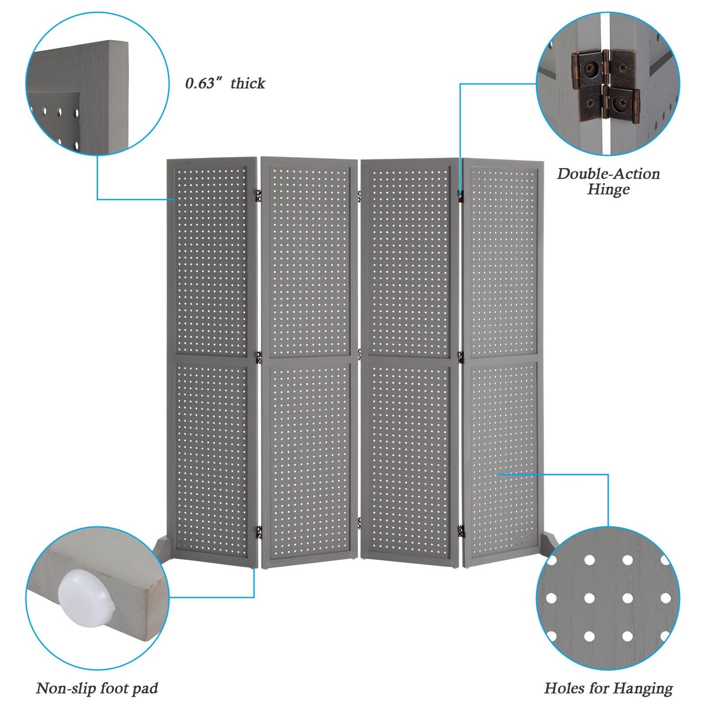 5-Foot Freestanding Room Divider with Added Privacy for Privacy and Space Definition detail image - detail view 25