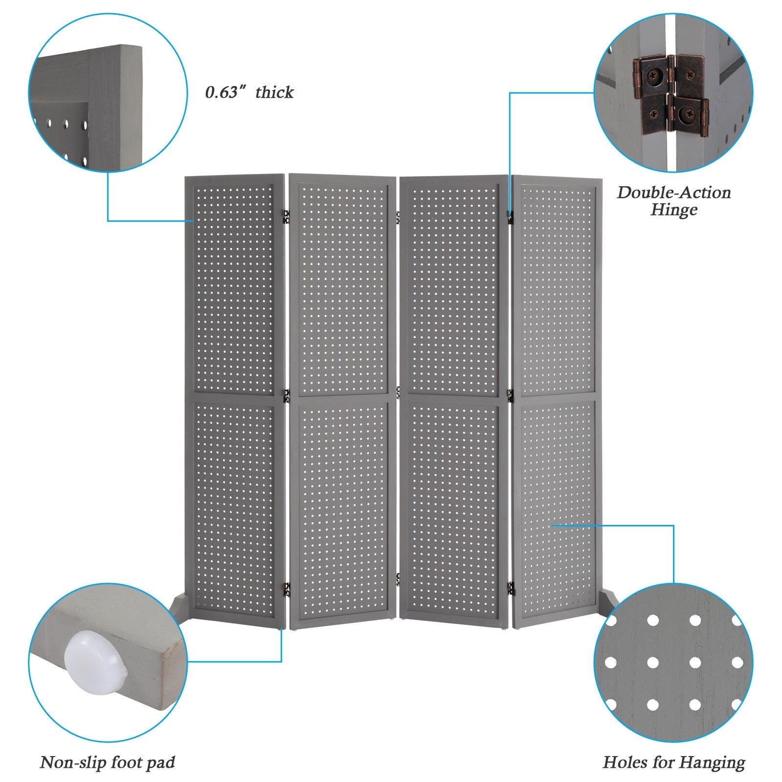 5-Foot Freestanding Room Divider with Added Privacy for Privacy and Space Definition detail image - detail view 25