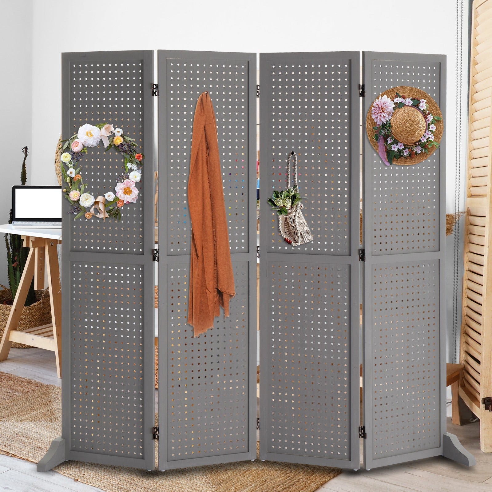 5-Foot Freestanding Room Divider with Added Privacy for Privacy and Space Definition detail image - detail view 27