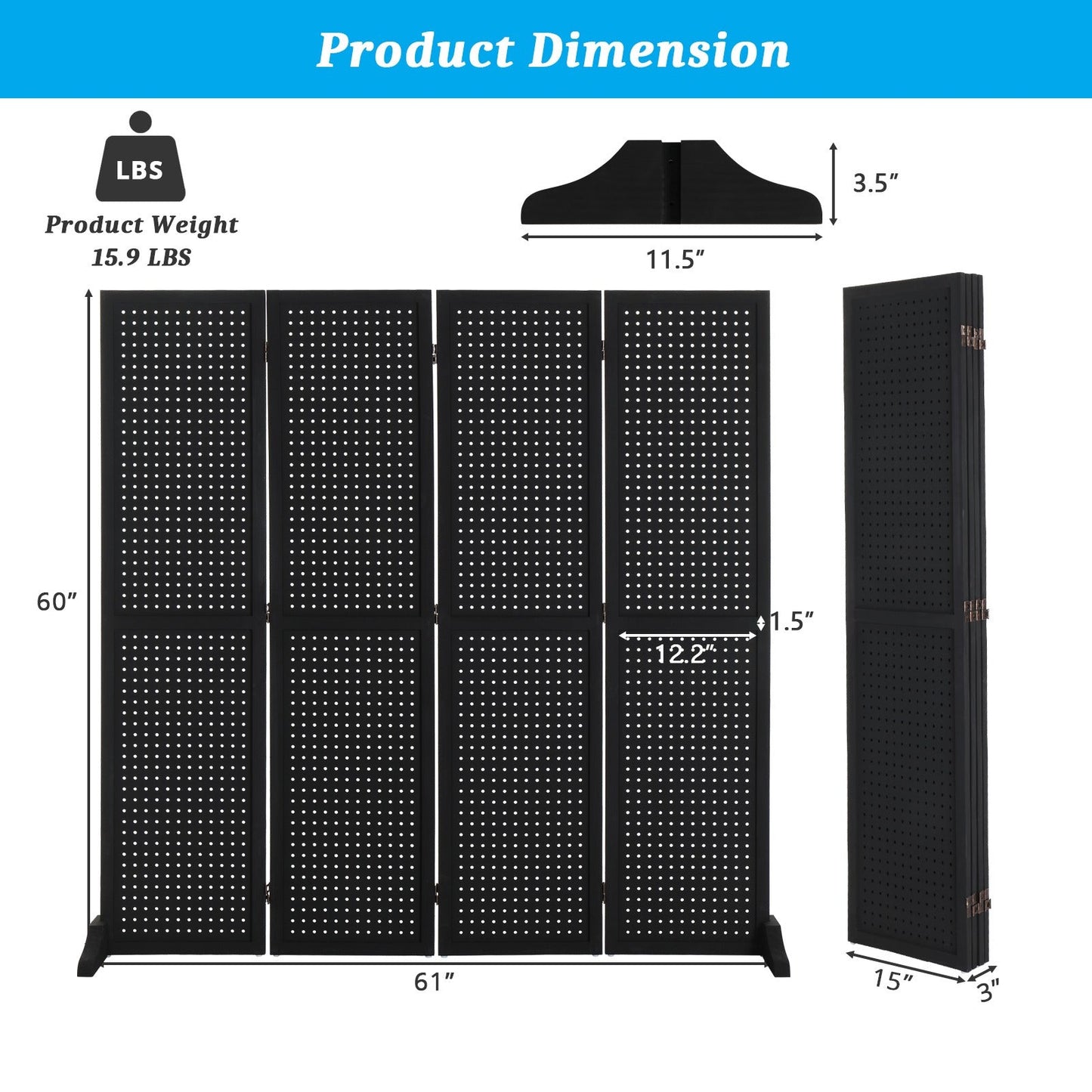 5-Foot Freestanding Room Divider with Added Privacy for Privacy and Space Definition detail image - detail view 39