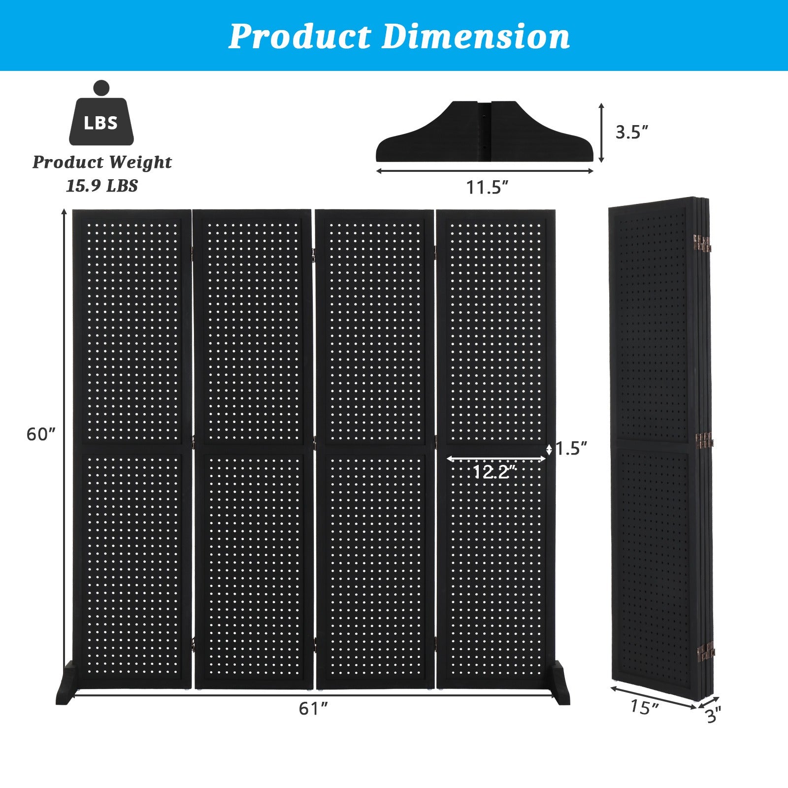 5-Foot Freestanding Room Divider with Added Privacy for Privacy and Space Definition detail image - detail view 39
