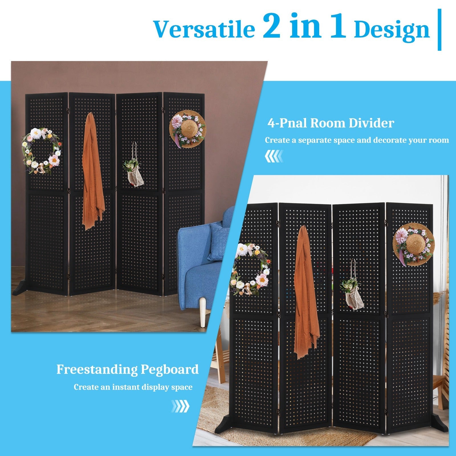 5-Foot Freestanding Room Divider with Added Privacy for Privacy and Space Definition detail image - detail view 42