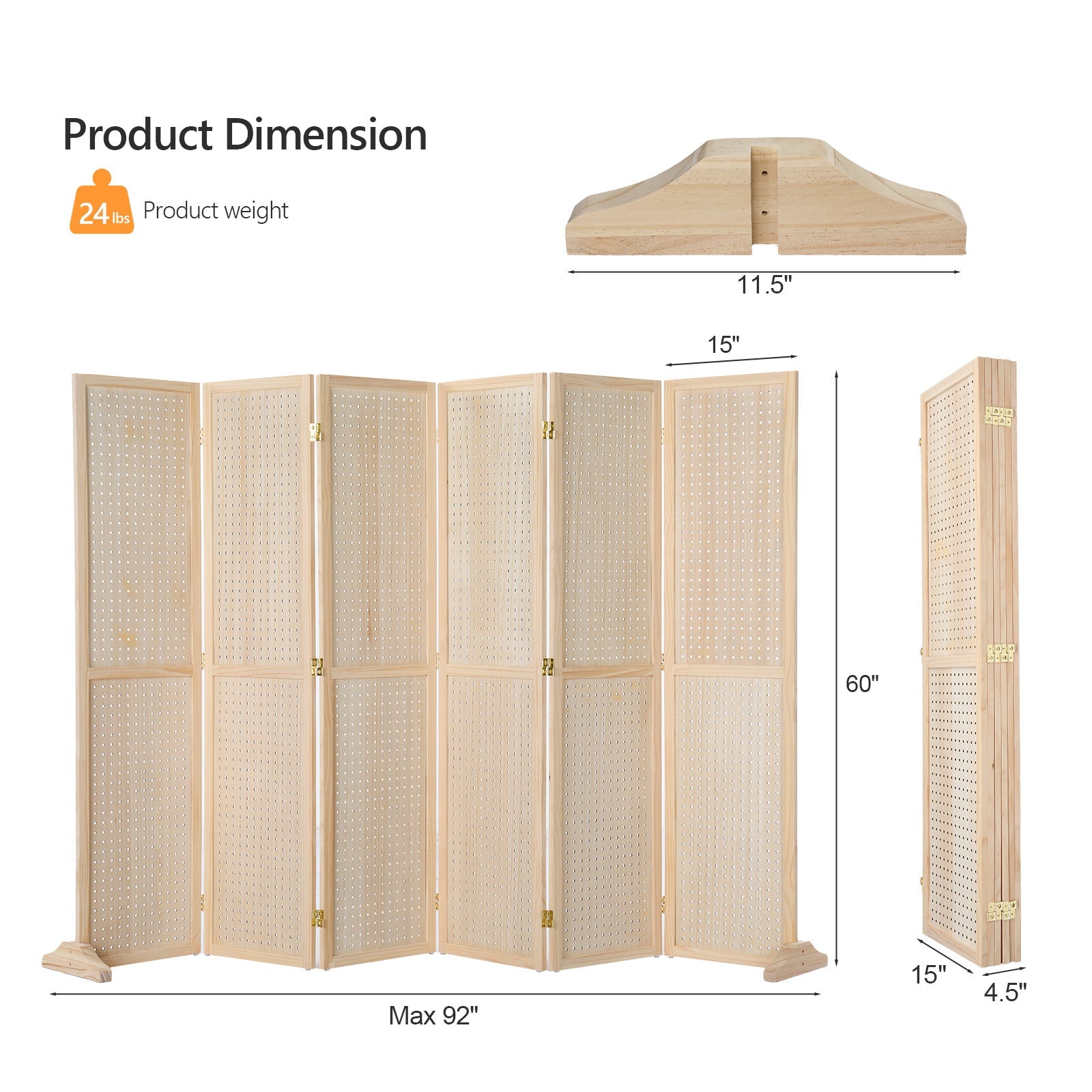 5-Foot Freestanding Room Divider with Added Privacy for Privacy and Space Definition detail image - detail view 45