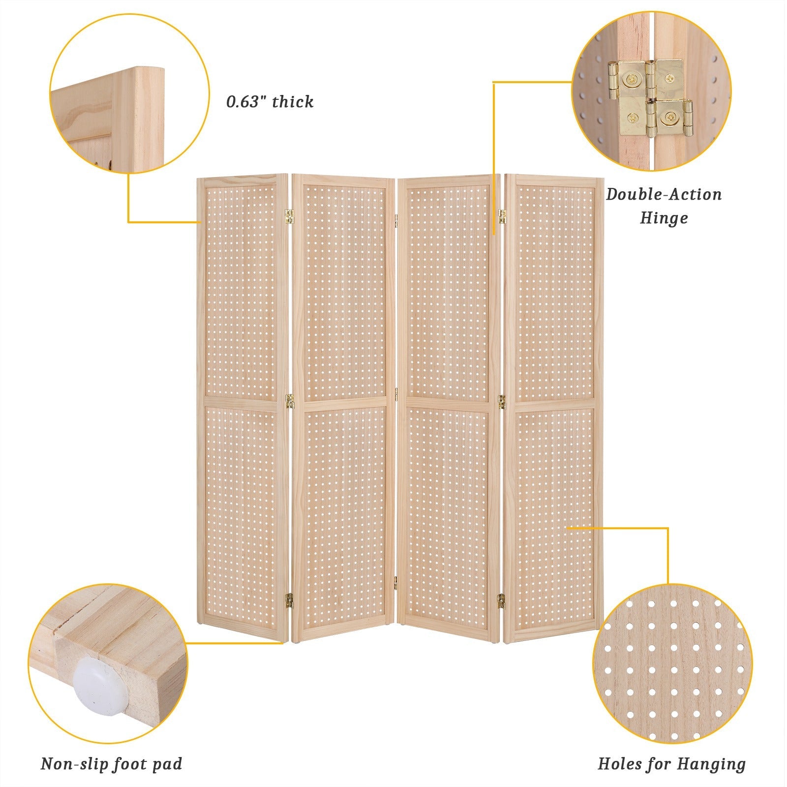 5-Foot Freestanding Room Divider with Added Privacy for Privacy and Space Definition detail image - detail view 5