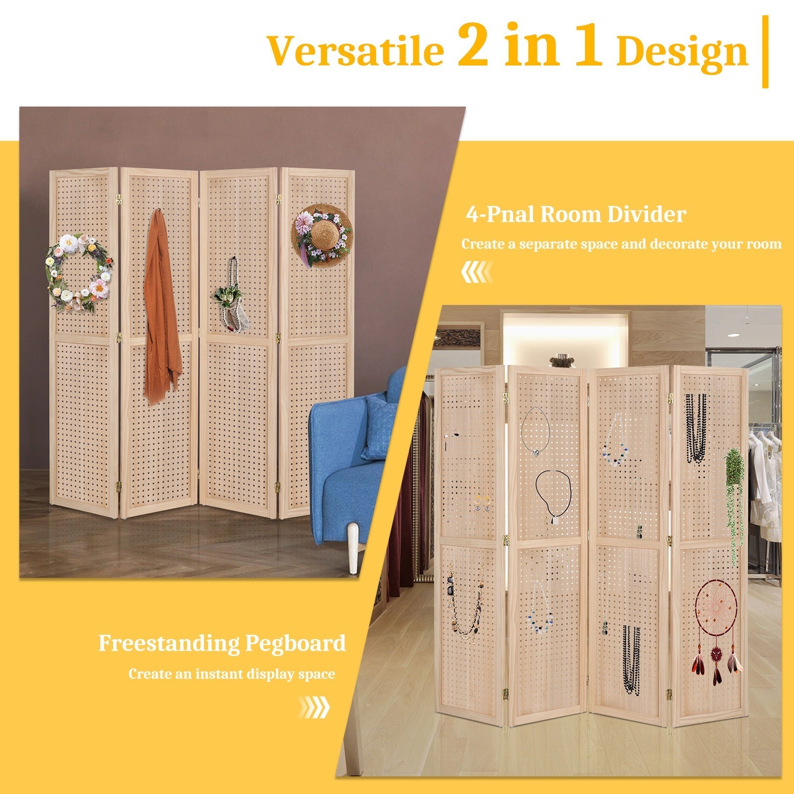 5-Foot Freestanding Room Divider with Added Privacy for Privacy and Space Definition detail image - detail view 7