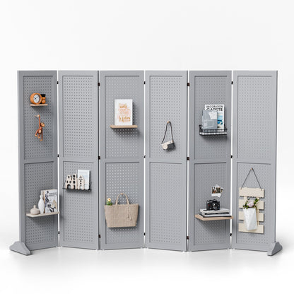 Room Divider shown in the Grey, 6 Panel with Base option