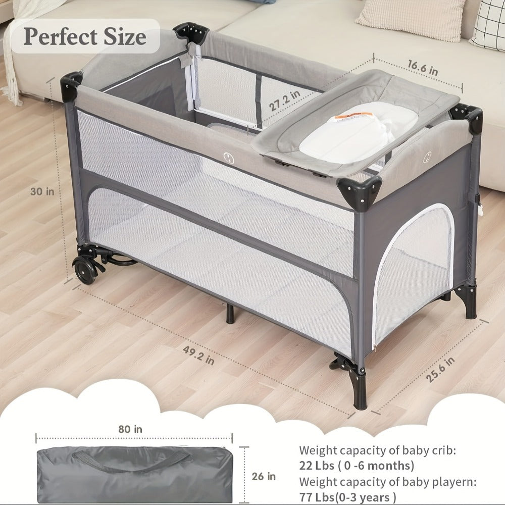 5-in-1 Foldable Baby Bassinet with Hidden Storage for Kids' Room detail image