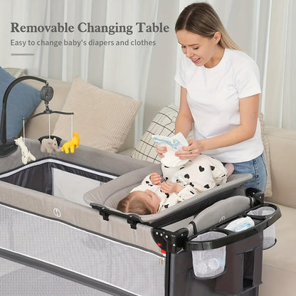 5-in-1 Foldable Baby Bassinet with Hidden Storage for Kids' Room detail image - detail view 3
