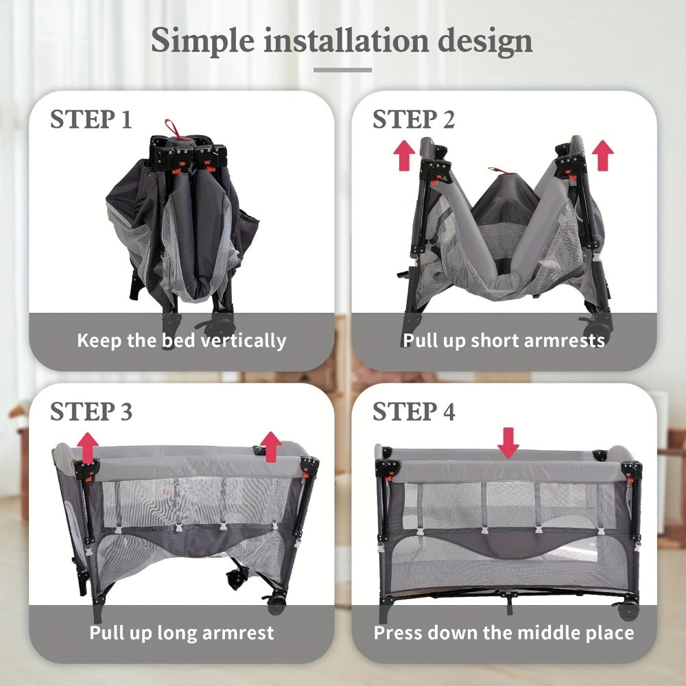5-in-1 Foldable Baby Bassinet with Hidden Storage for Kids' Room detail image - detail view 5