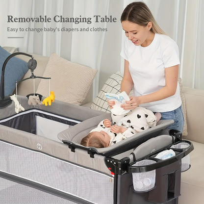 5-in-1 Foldable Baby Bassinet with Hidden Storage for Kids' Room detail image - detail view 6