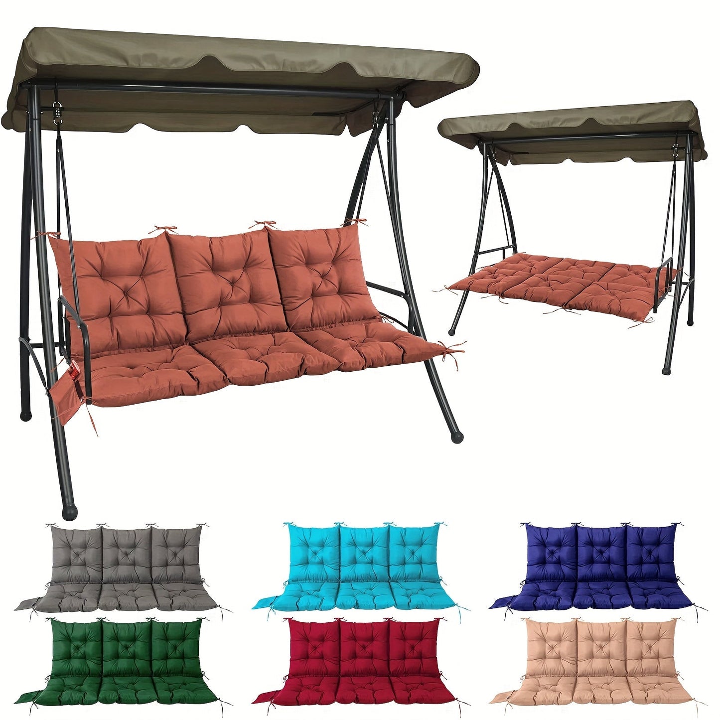 Outdoor Swing Cushion shown in the Upgraded dark brown color option