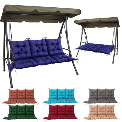 Outdoor Swing Cushion shown in the Upgraded Version Dark Blue option