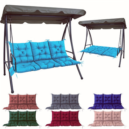 Outdoor Swing Cushion shown in the Upgraded version of high sun exposure lake blue option
