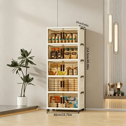 5-Layer Foldable Bathroom Storage Cabinet with Rolling Wheels and Stackable Design detail image - detail view 4