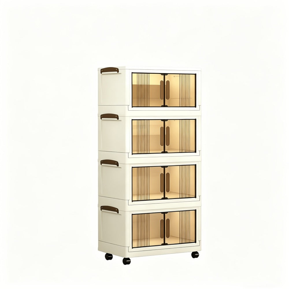 5-Layer Foldable Bathroom Storage Cabinet with Rolling Wheels and Stackable Design detail image - detail view 5