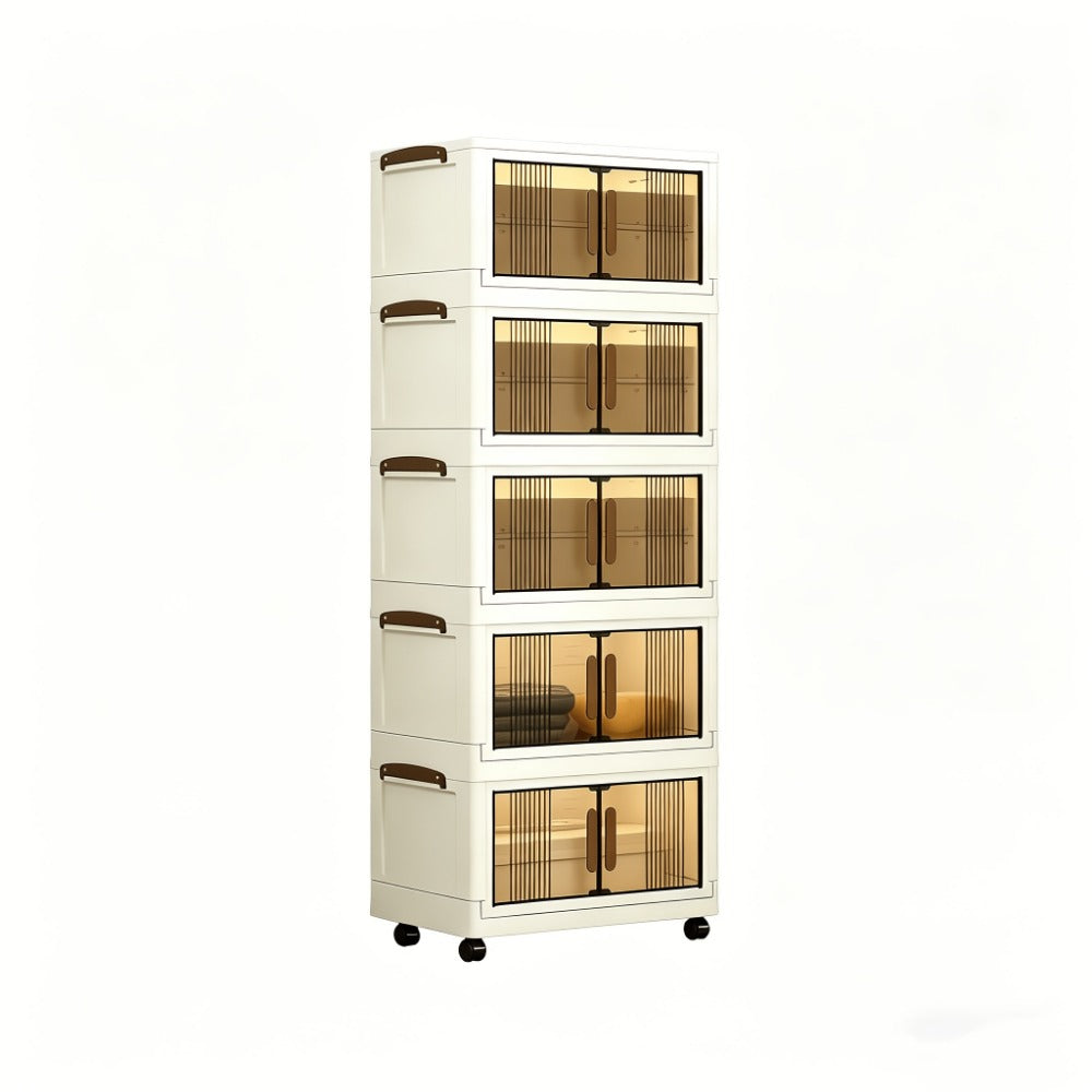 5-Layer Foldable Bathroom Storage Cabinet with Rolling Wheels and Stackable Design detail image - detail view 7