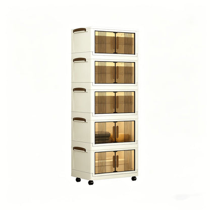5-Layer Foldable Bathroom Storage Cabinet with Rolling Wheels and Stackable Design detail image - detail view 7