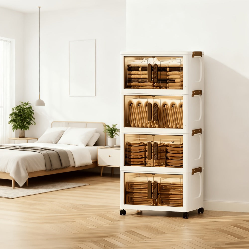5-Layer Foldable Bathroom Storage Cabinet with Rolling Wheels and Stackable Design detail image - detail view 8