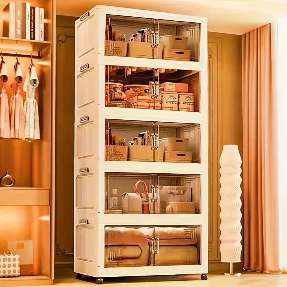 Storage Cabinet, 29-Gallon Foldable Plastic with Wheels - 3 4 5 Layer Transparent shown in the main product view
