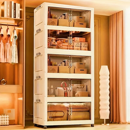 Storage Cabinet, 29-Gallon Foldable Plastic with Wheels - 3 4 5 Layer Transparent shown in the main product view