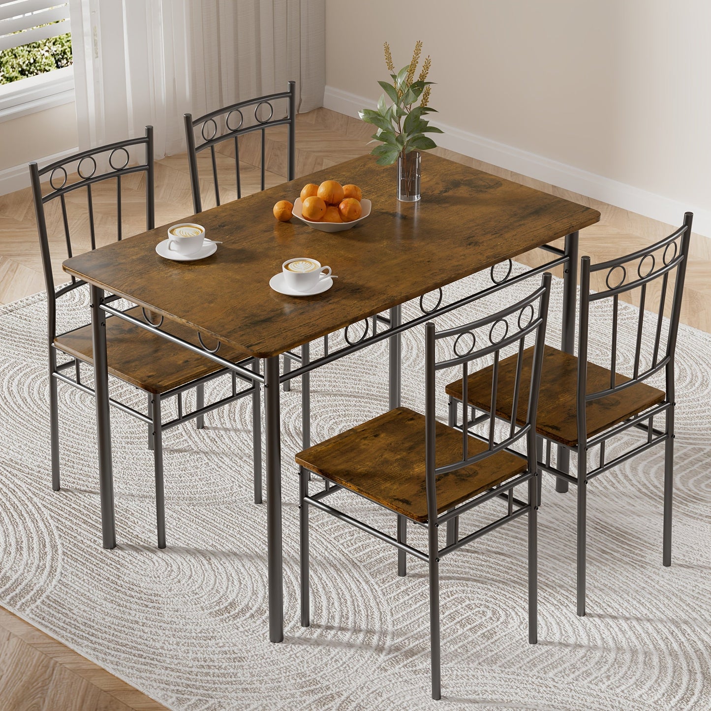 Dining Table Set shown in the Brown option