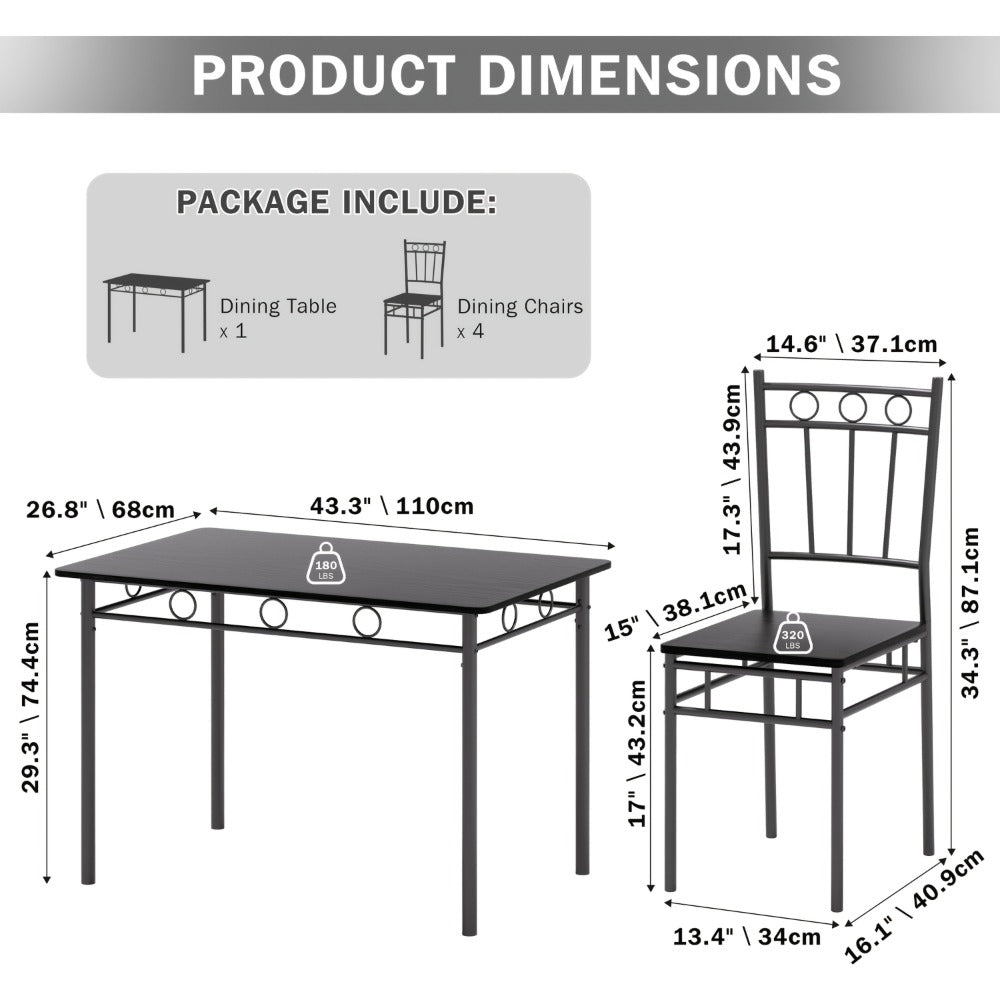 5-Piece Dining Table Set with Multiple Color Options for Kitchen detail image - detail view 3