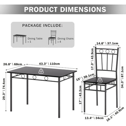5-Piece Dining Table Set with Multiple Color Options for Kitchen detail image - detail view 3