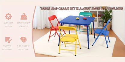 5-Piece Foldable Kids Table And Chair Set with Multiple Color Options for Kids' Room detail image - detail view 13