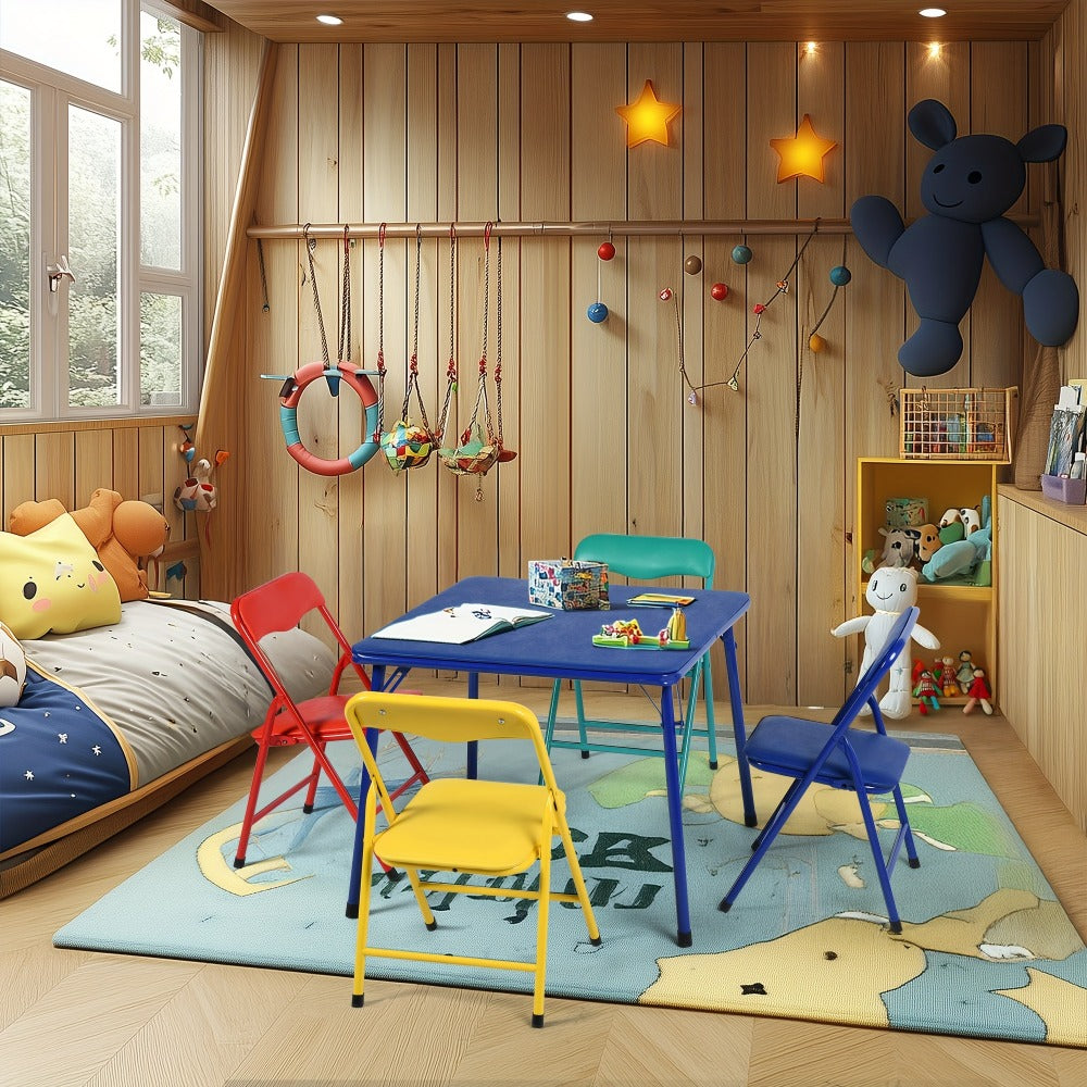 5-Piece Foldable Kids Table And Chair Set with Multiple Color Options for Kids' Room detail image