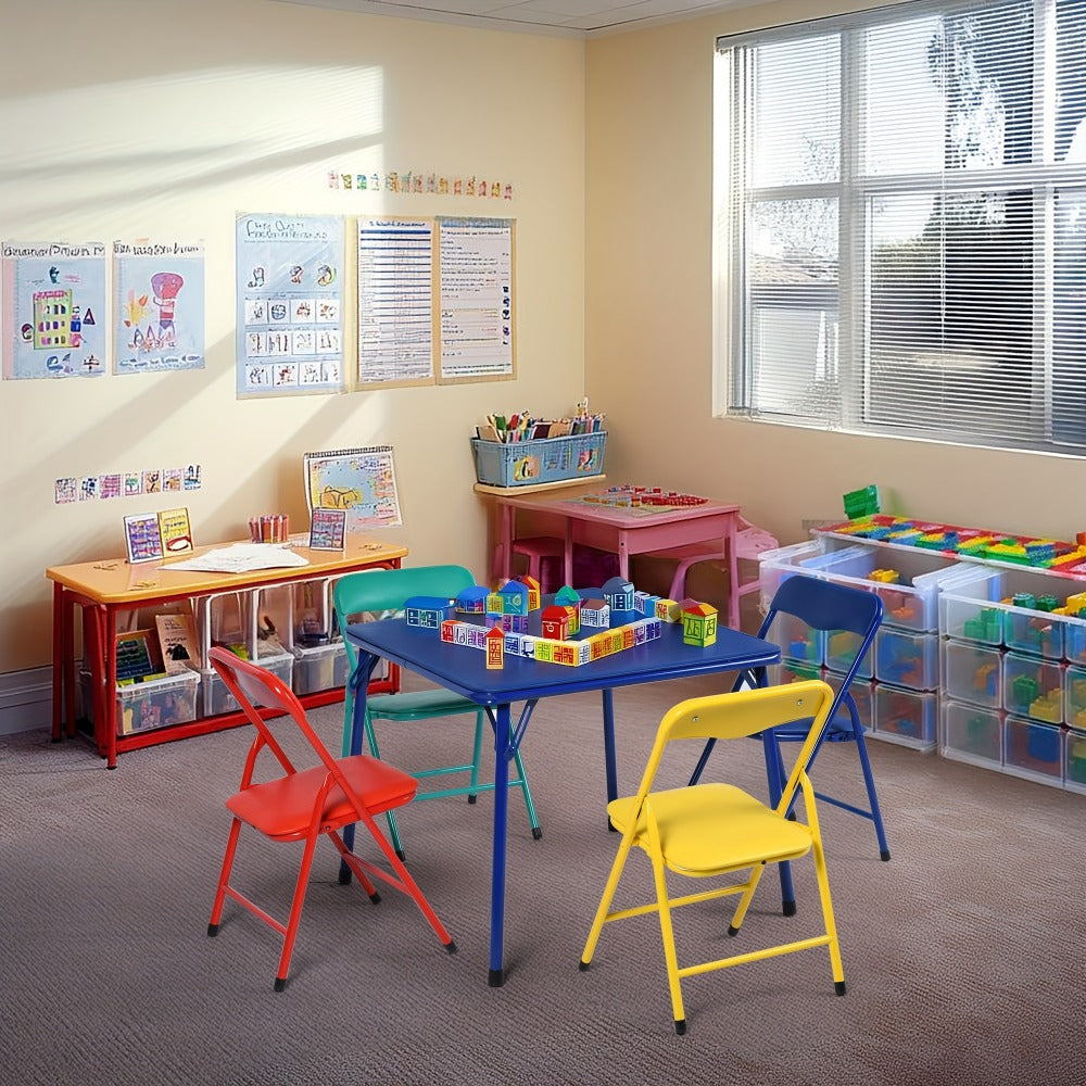 5-Piece Foldable Kids Table And Chair Set with Multiple Color Options for Kids' Room detail image - detail view 3