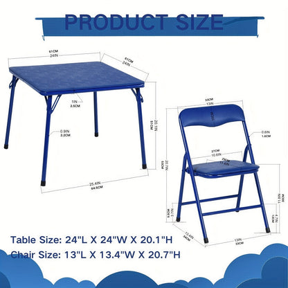 5-Piece Foldable Kids Table And Chair Set with Multiple Color Options for Kids' Room detail image - detail view 4
