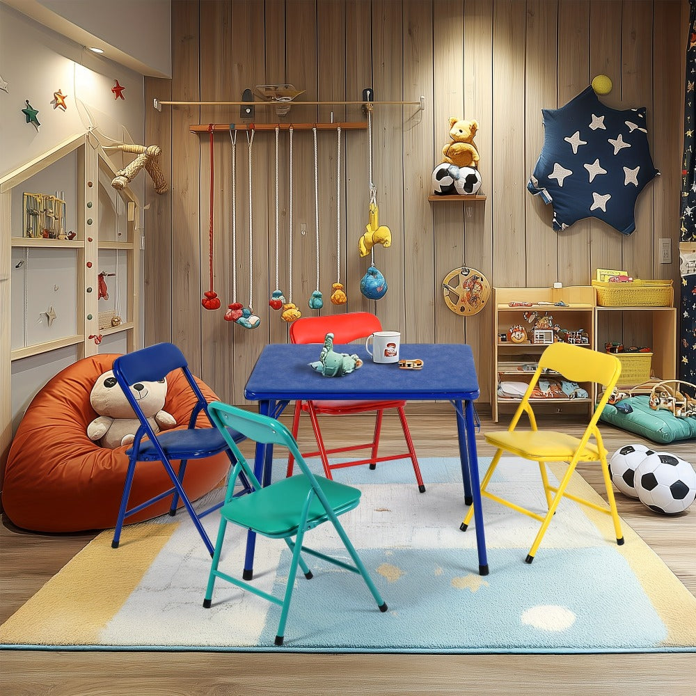 5-Piece Foldable Kids Table And Chair Set with Multiple Color Options for Kids' Room detail image - detail view 5